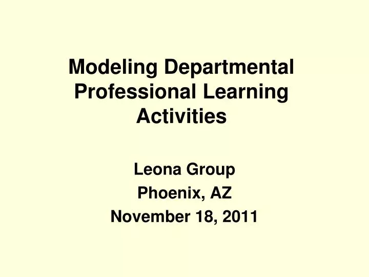 modeling departmental professional learning activities
