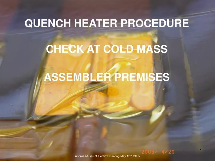 quench heater procedure check at cold mass assembler premises