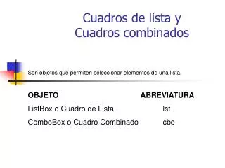 cuadros de lista y cuadros combinados