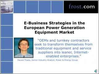 E-Business Strategies in the European Power Generation Equipment Market
