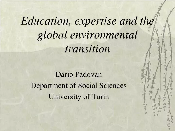 education expertise and the global environmental transition