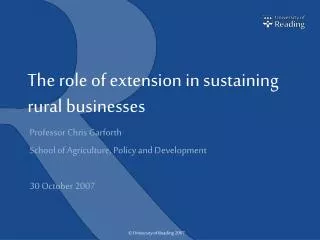 The role of extension in sustaining rural businesses