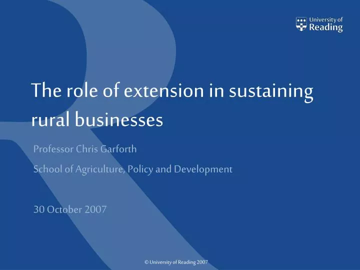 the role of extension in sustaining rural businesses