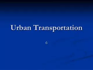 Urban Transportation