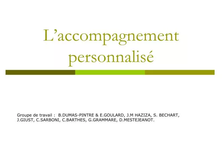 l accompagnement personnalis