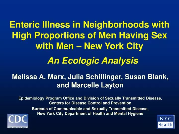 enteric illness in neighborhoods with high proportions of men having sex with men new york city