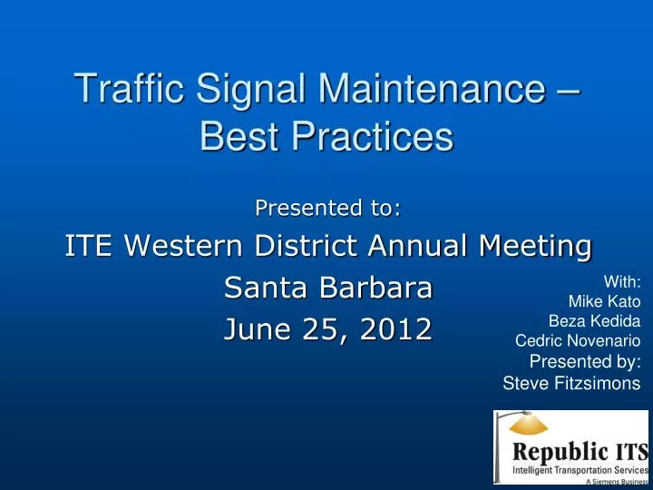 traffic signal maintenance best practices