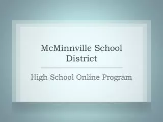 High School Online Program