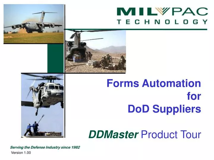 forms automation for dod suppliers ddmaster product tour