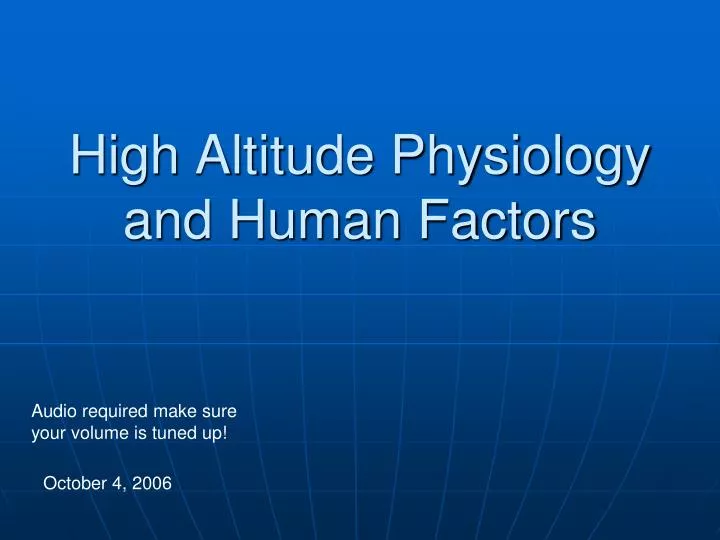 high altitude physiology and human factors