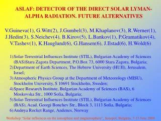 ASLAF: DETECTOR OF THE DIRECT SOLAR LYMAN-ALPHA RADIATION. FUTURE ALTERNATIVES
