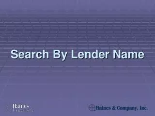 Search By Lender Name