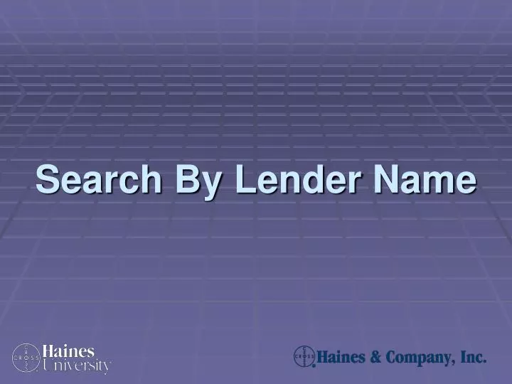 search by lender name