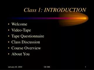 Class 1: INTRODUCTION