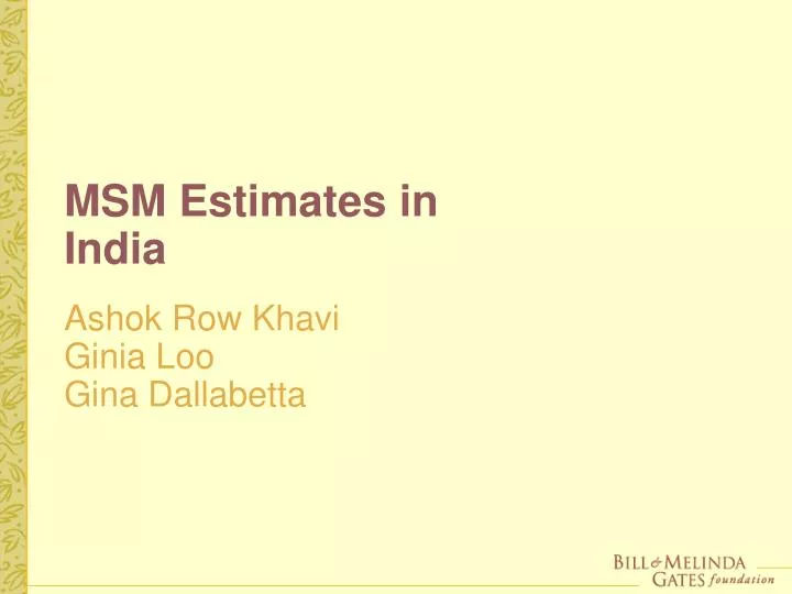 msm estimates in india