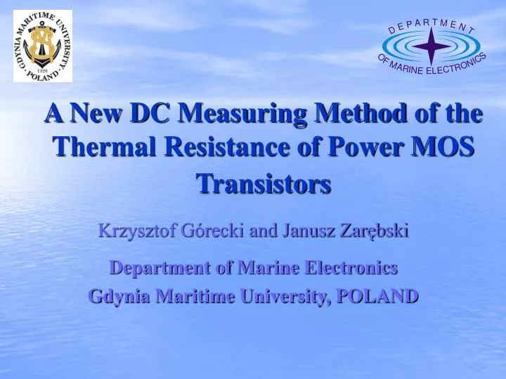a new d c measuring method o f t he thermal resistance o f power m os transistors