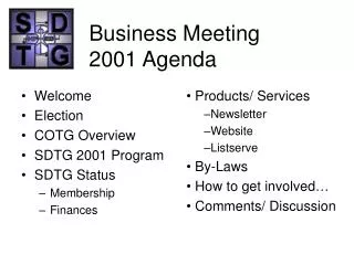 Business Meeting 2001 Agenda