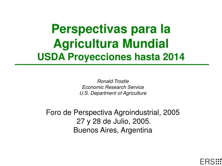 perspectivas para la agricultura mundial usda proyecciones hasta 2014