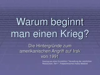 warum beginnt man einen krieg