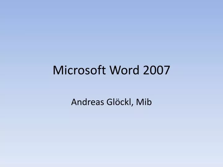 microsoft word 2007