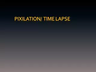 Pixilation/ Time lapse