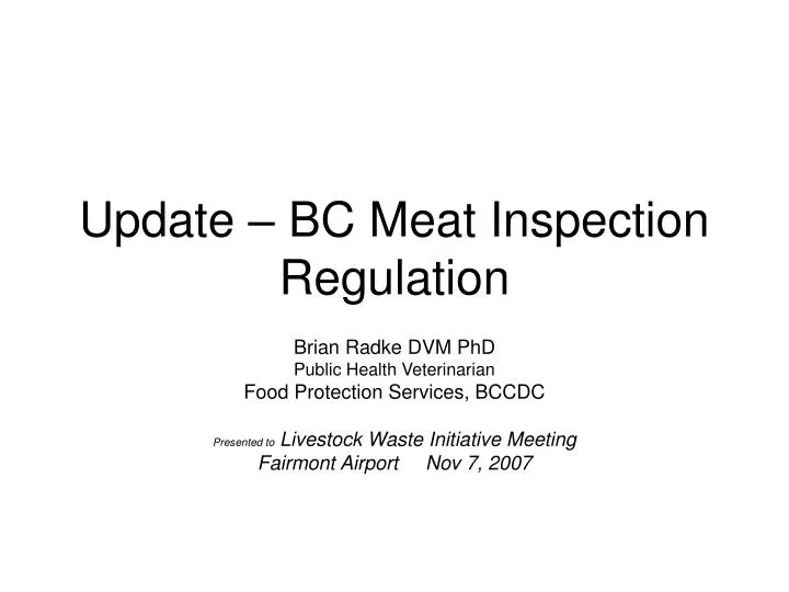 update bc meat inspection regulation