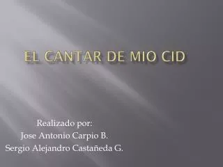 el cantar de mio cid
