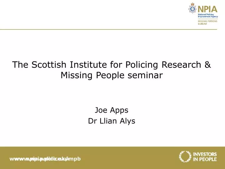 the scottish institute for policing research missing people seminar joe apps dr llian alys