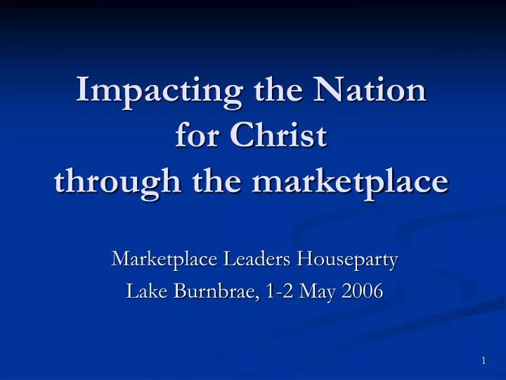 impacting the nation for christ through the marketplace