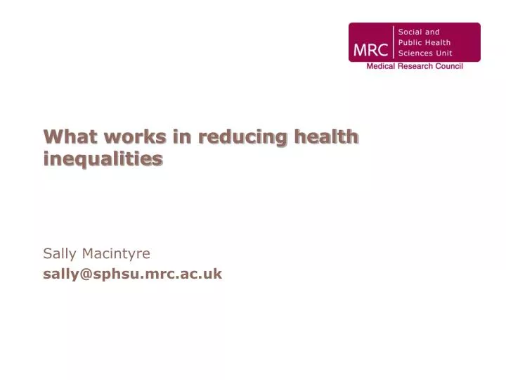 what works in reducing health inequalities