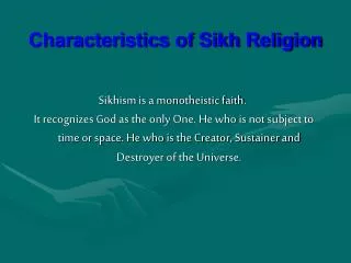 Characteristics of Sikh Religion