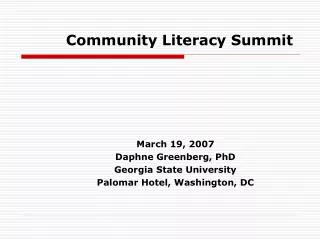 Community Literacy Summit