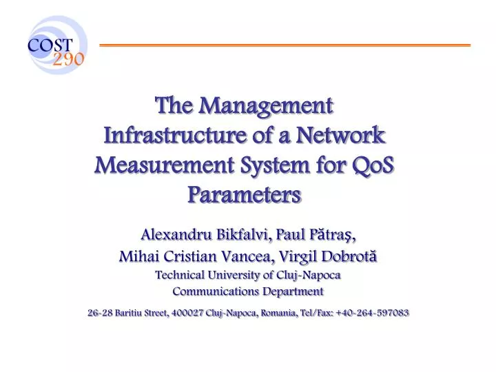 the management infrastructure of a network measurement system for qos parameters