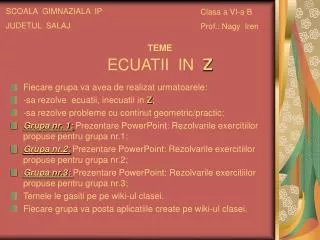 teme ecuatii in z