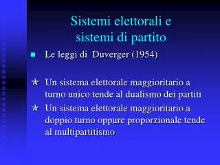 sistemi elettorali e sistemi di partito