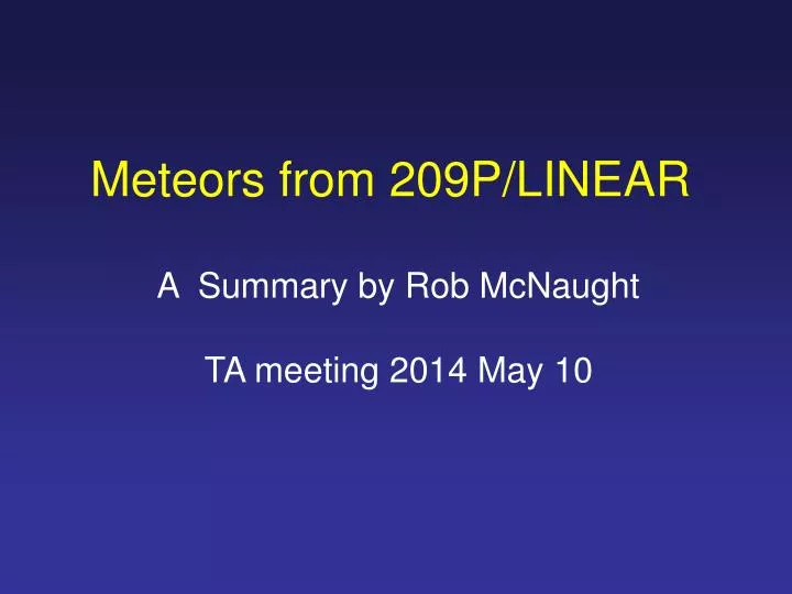 meteors from 209p linear