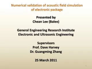 Presented by Chean Lee ( Balee ) General Engineering Research Institute