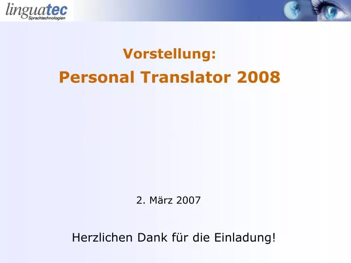 vorstellung personal translator 2008