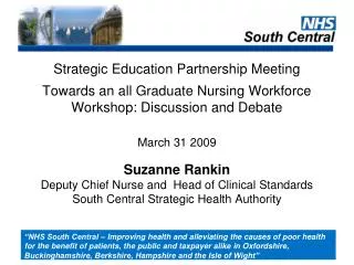 Strategic Education Partnership Meeting Towards an all Graduate Nursing Workforce
