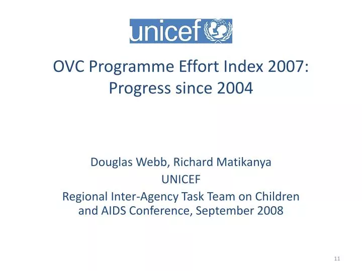ovc programme effort index 2007 progress since 2004