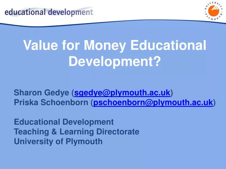 value for money educational development