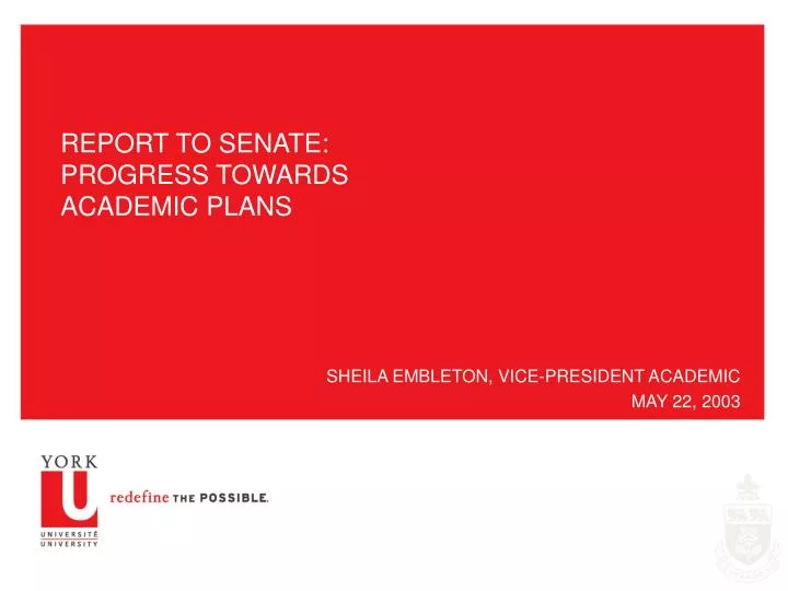 report to senate progress towards academic plans