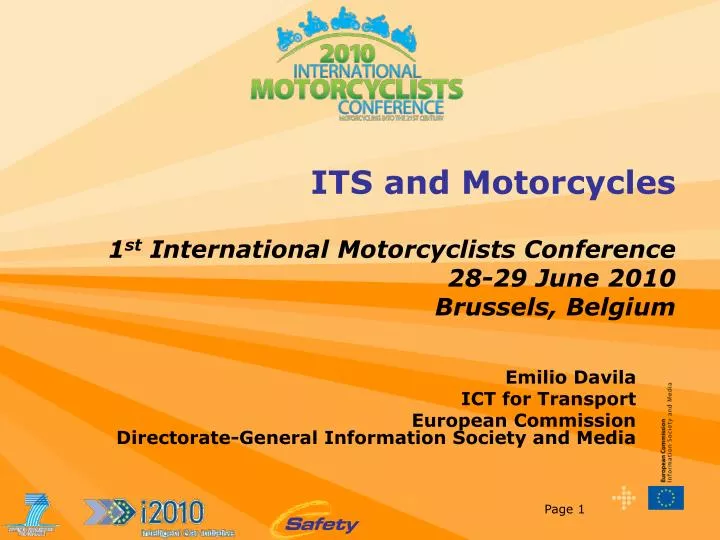 its and motorcycles 1 st international motorcyclists conference 28 29 june 2010 brussels belgium