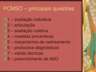 pcmso principais quest es