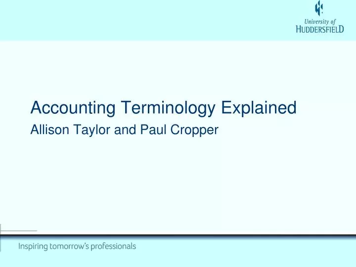 accounting terminology explained allison taylor and paul cropper