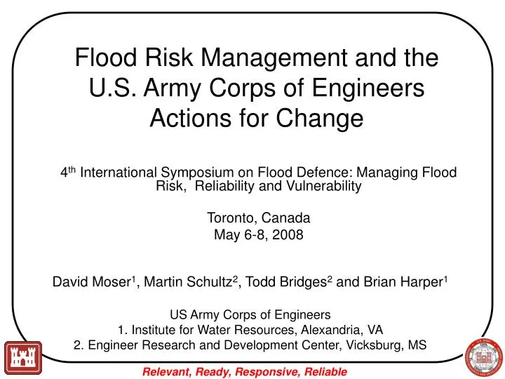 flood risk management and the u s army corps of engineers actions for change