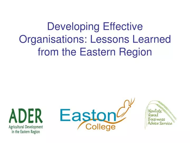 developing effective organisations lessons learned from the eastern region