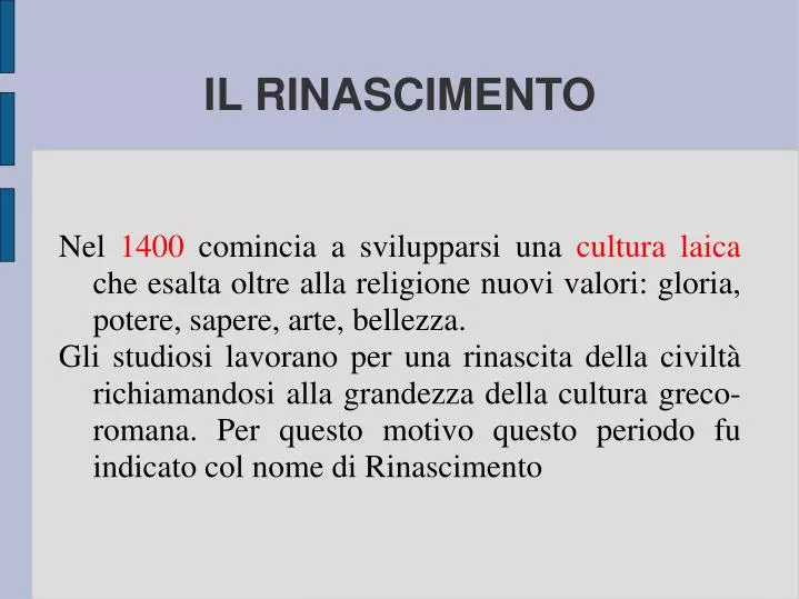 il rinascimento