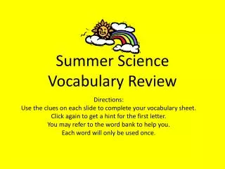 Summer Science Vocabulary Review