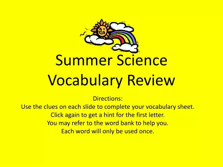 summer science vocabulary review